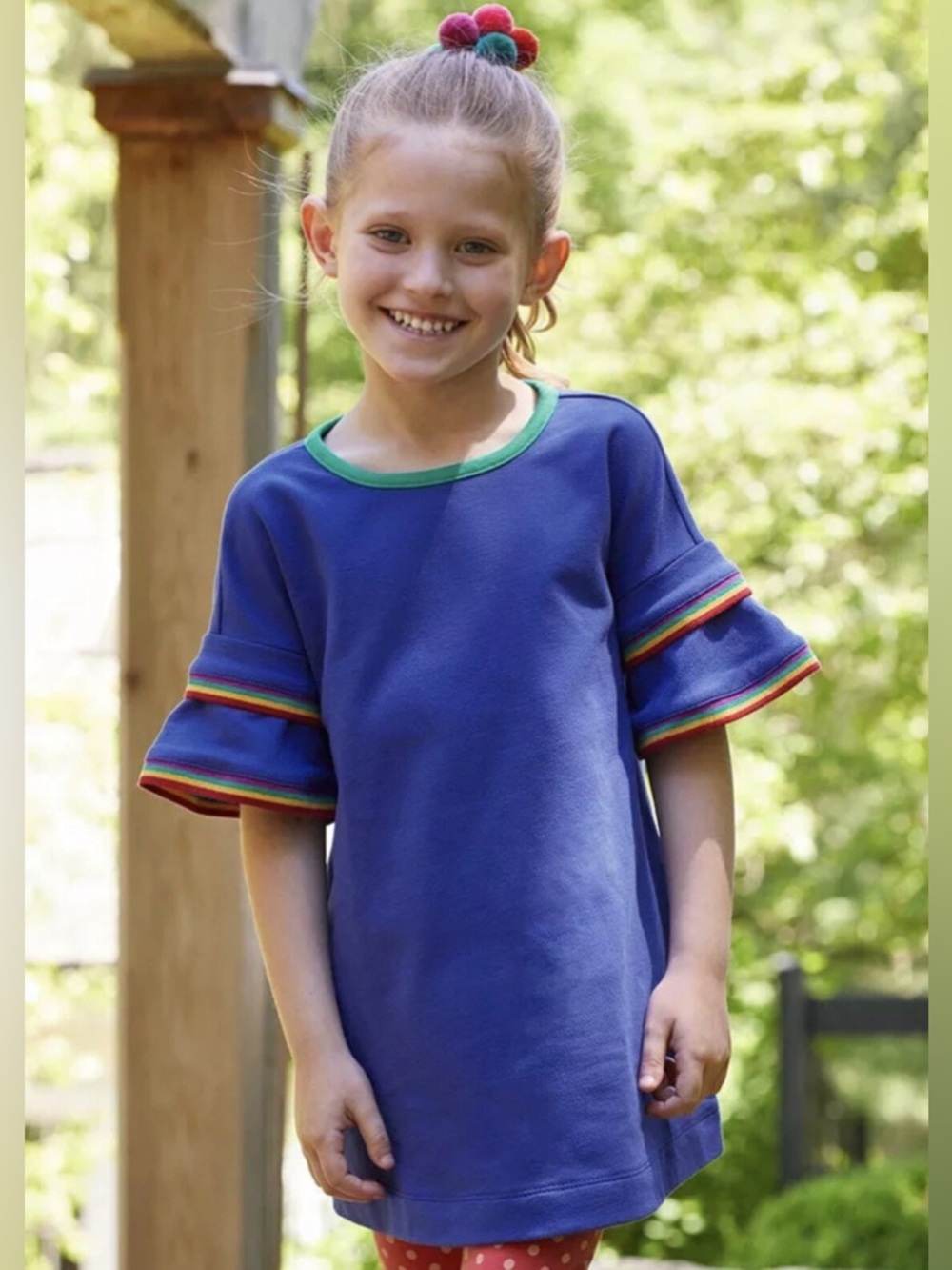 Matilda Jane School Bell Moments with You Girls Blue Dress Ruffled Sleeves Sz 8